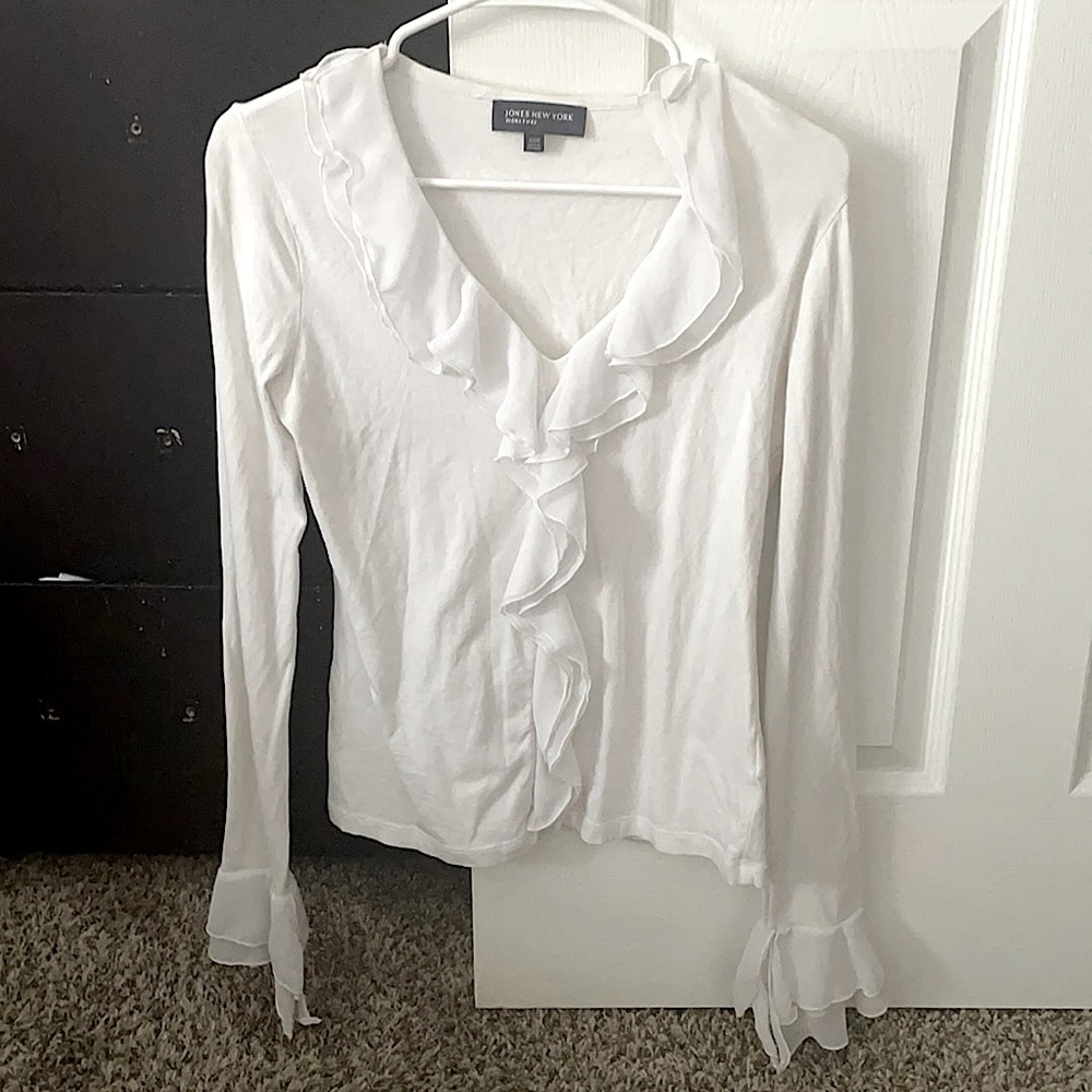 White Blouse With Ruffles Women’s-Small